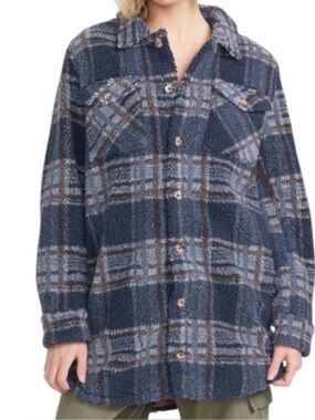 WOMEN VOLCOM PLAID SHERPA JACKET